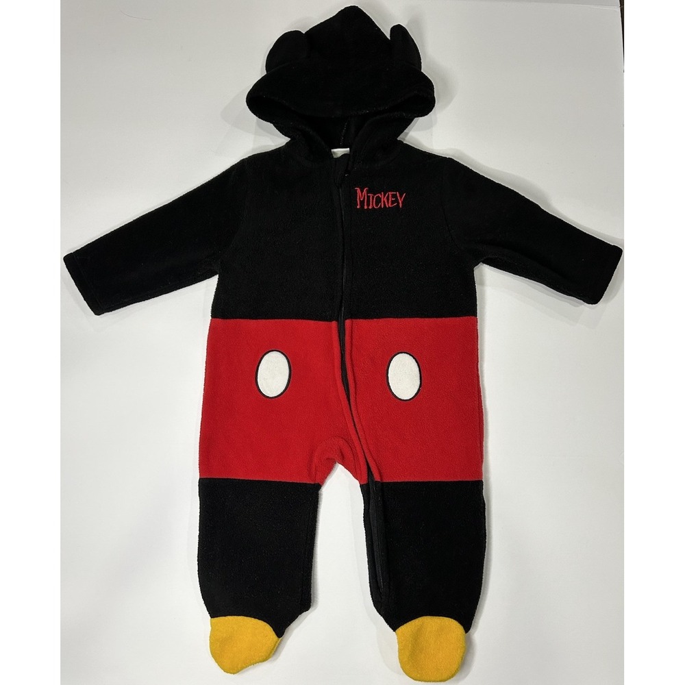 Disney Baby Mickey Mouse Sleepsuit Sleepwear Size 6-9 Months Full Zip Bodysuit
